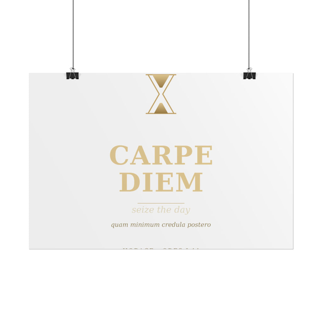 Carpe Diem Typography Rolled Poster | Gold Minimalist Wall Art