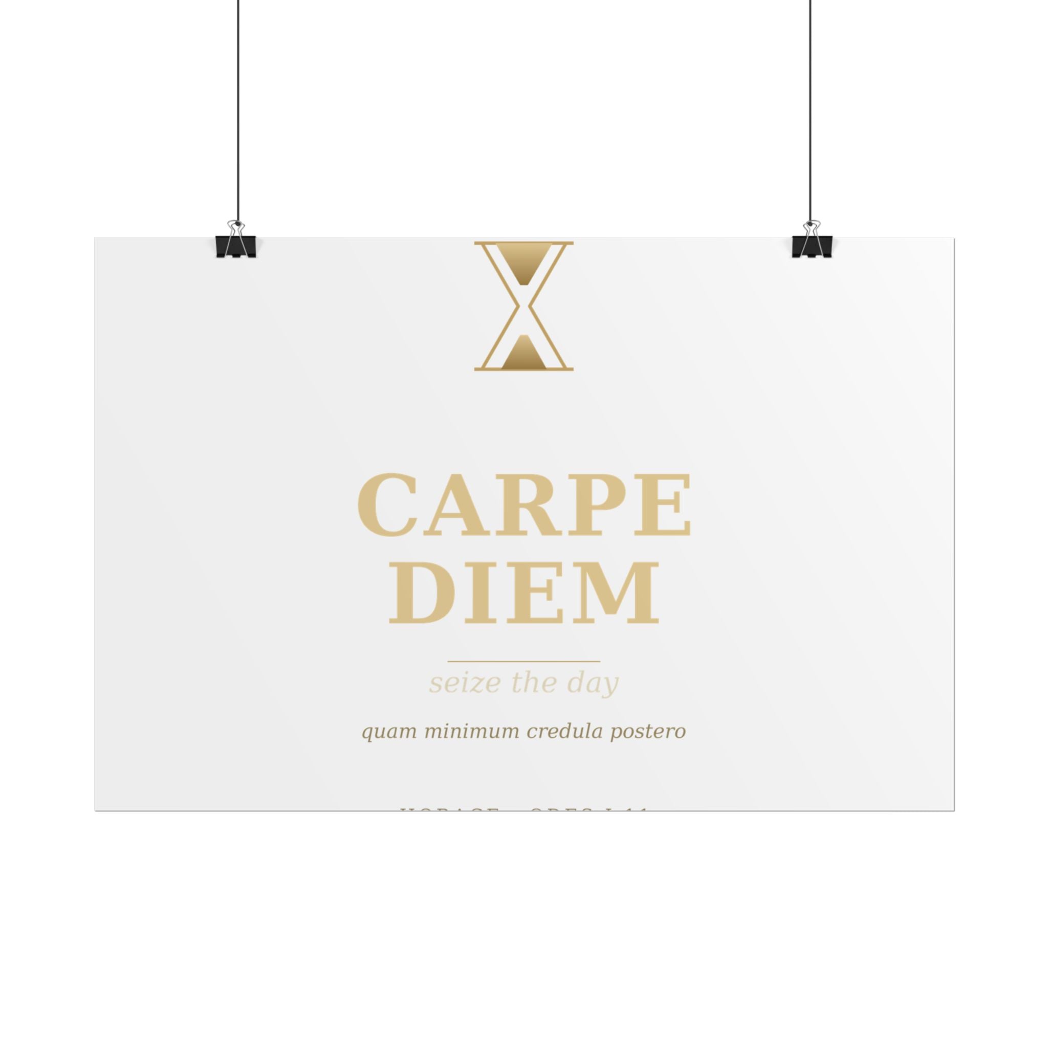 Carpe Diem Typography Rolled Poster | Gold Minimalist Wall Art