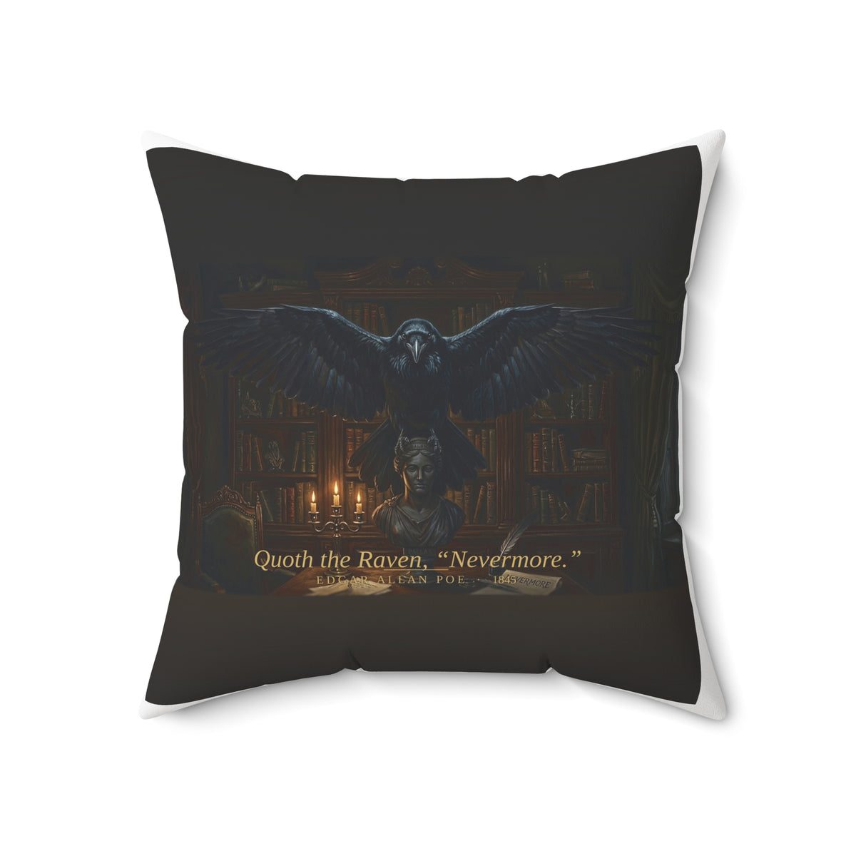 The Raven Edgar Allan Poe Literary Accent Pillow, Gothic Bookish Throw Pillow