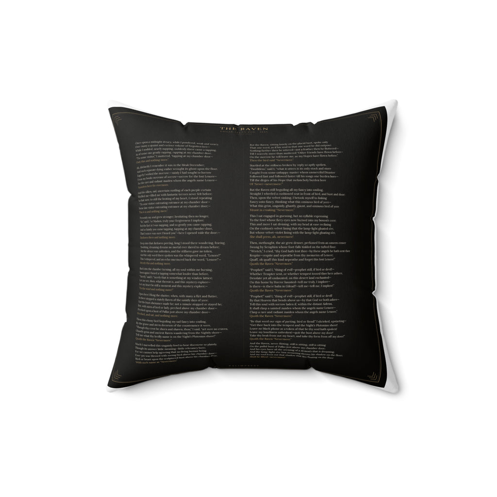 The Raven Edgar Allan Poe Literary Accent Pillow, Gothic Bookish Throw Pillow