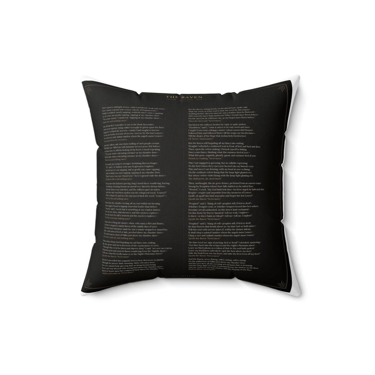 The Raven Edgar Allan Poe Literary Accent Pillow, Gothic Bookish Throw Pillow