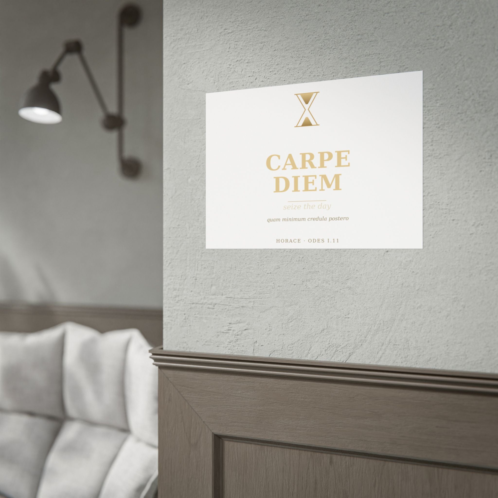 Carpe Diem Typography Rolled Poster | Gold Minimalist Wall Art