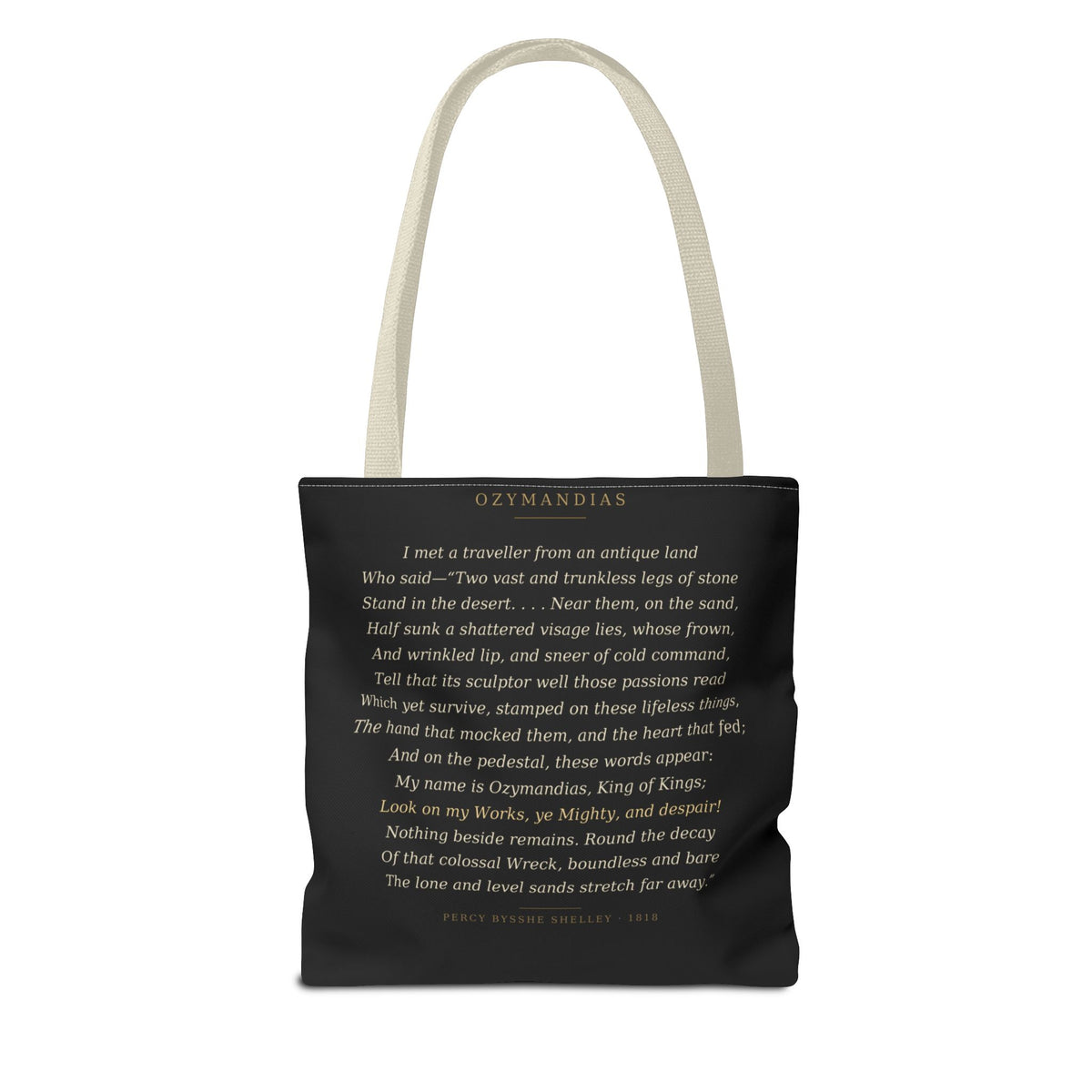Ozymandias Tote Bag — Shelley Sonnet | Full Poem Dark Academia Literary Tote | Palimpsest