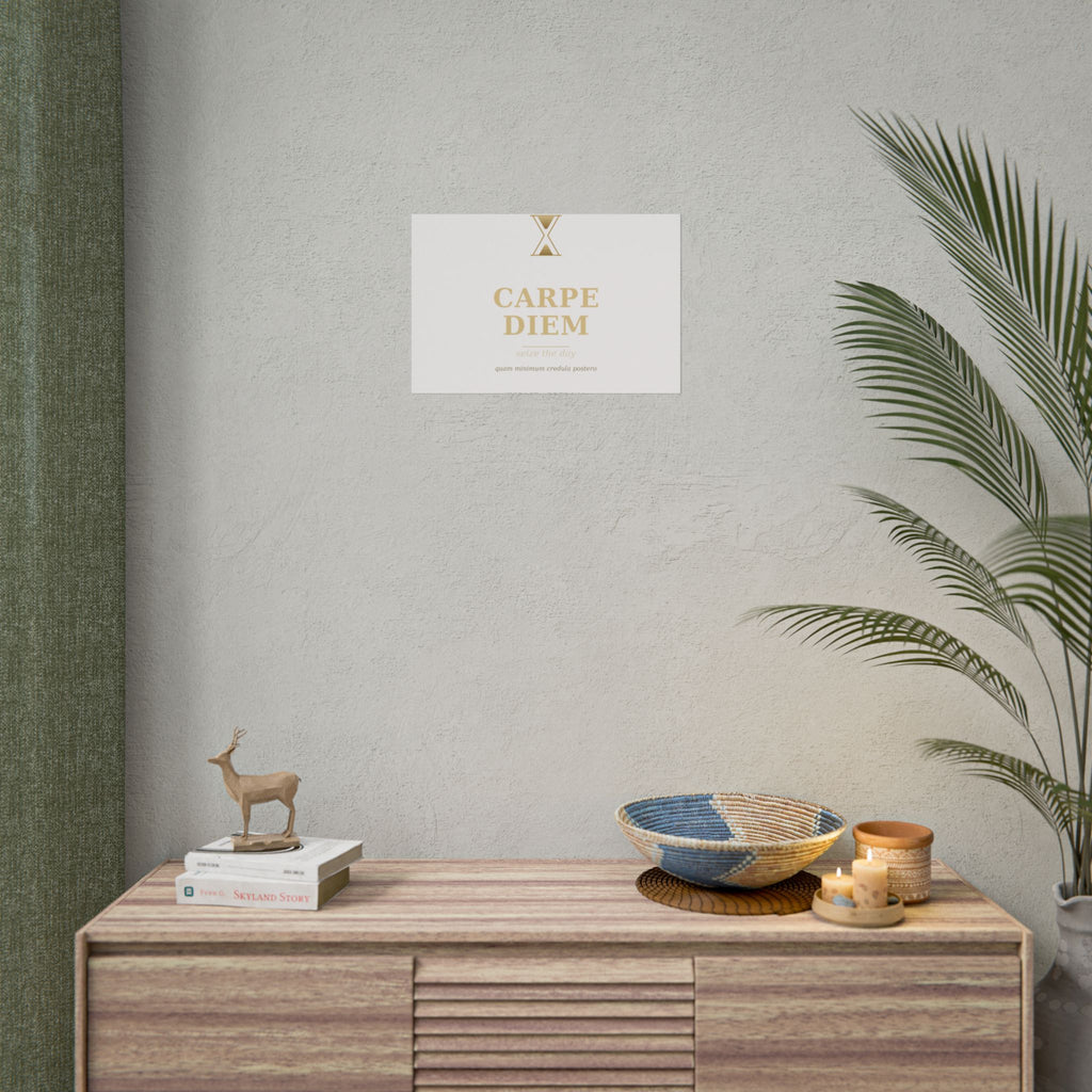Carpe Diem Typography Rolled Poster | Gold Minimalist Wall Art