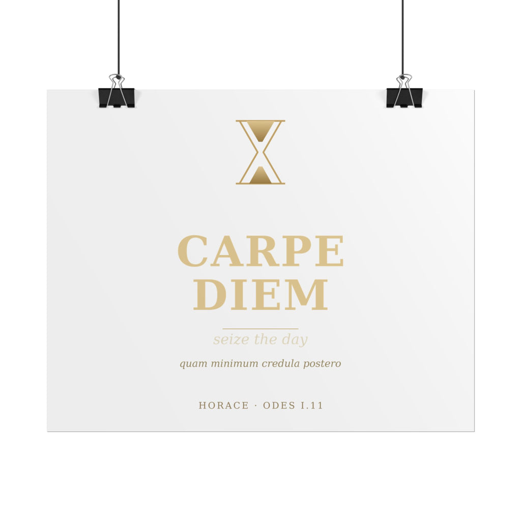 Carpe Diem Typography Rolled Poster | Gold Minimalist Wall Art