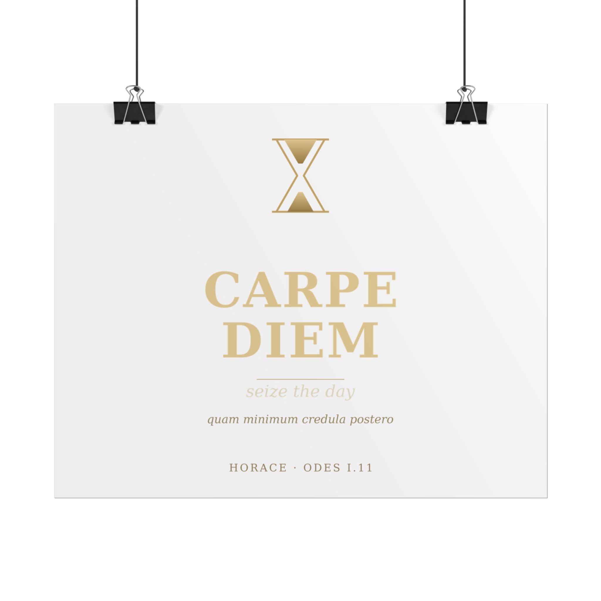Carpe Diem Typography Rolled Poster | Gold Minimalist Wall Art