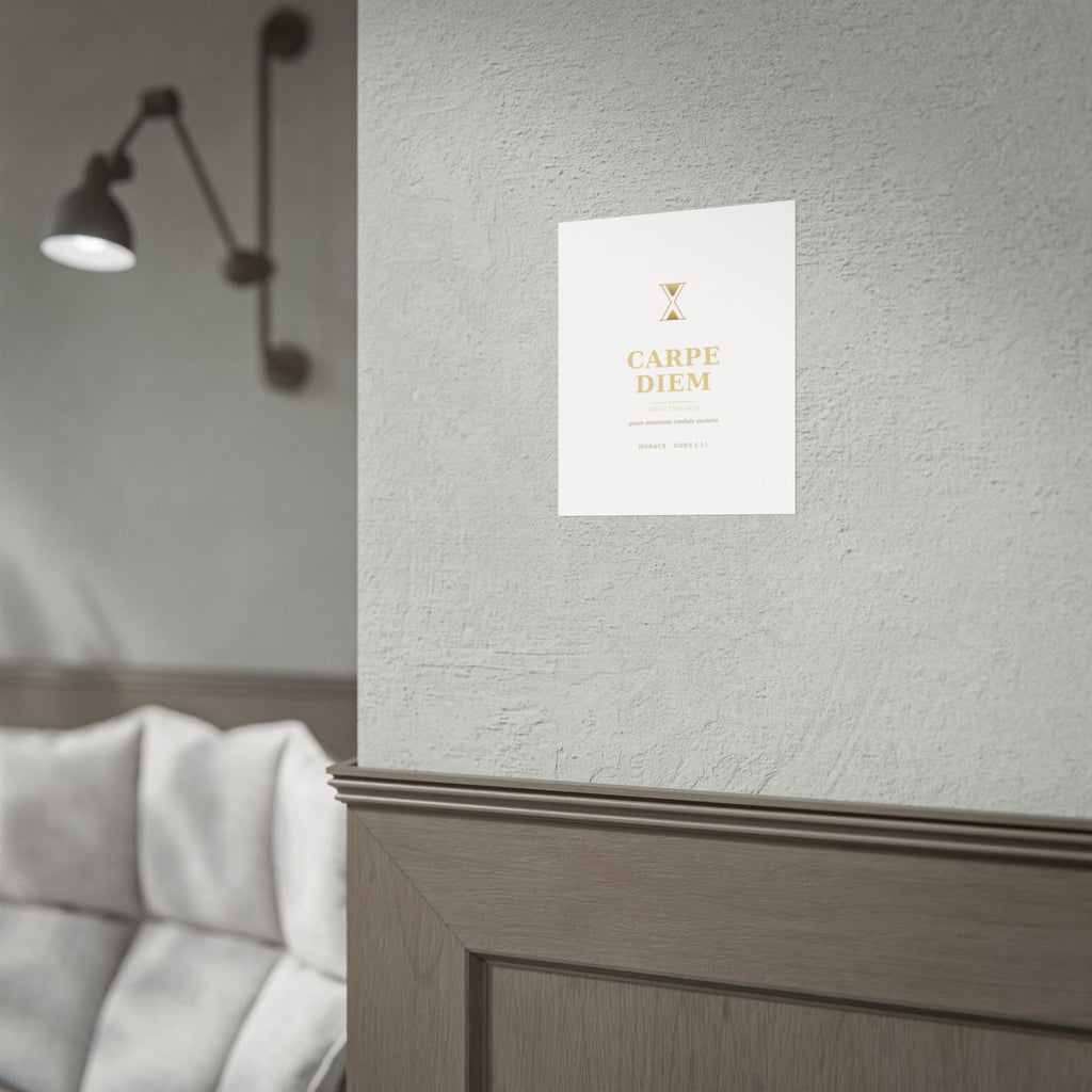 Carpe Diem Typography Rolled Poster | Gold Minimalist Wall Art