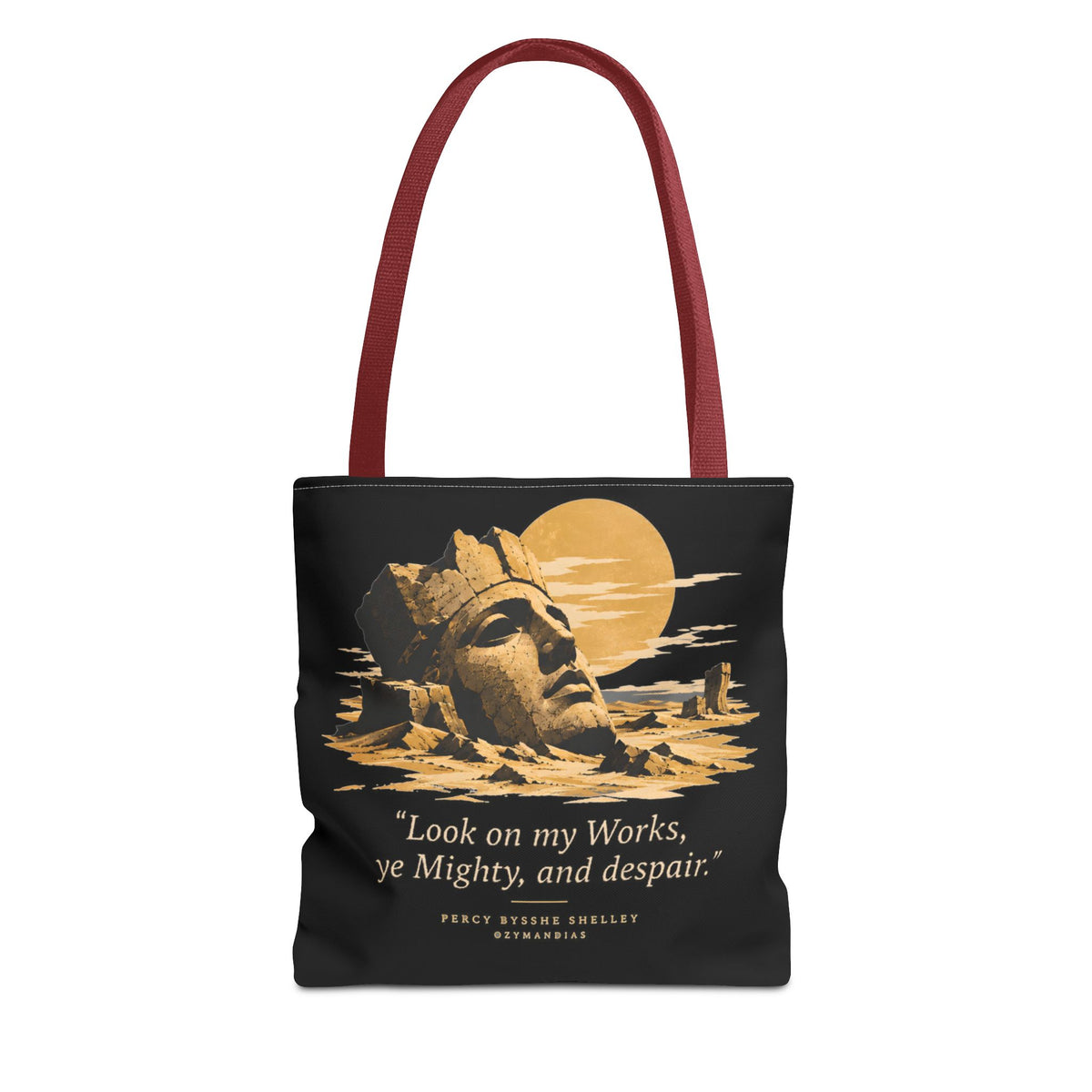 Ozymandias Tote Bag — Shelley Sonnet | Full Poem Dark Academia Literary Tote | Palimpsest