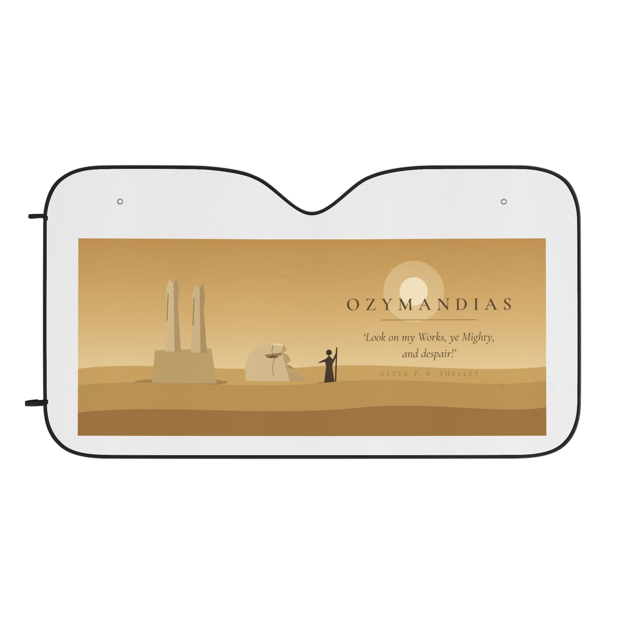 Ozymandias car sunshade by Palimpsest — Shelley's sonnet windshield shade