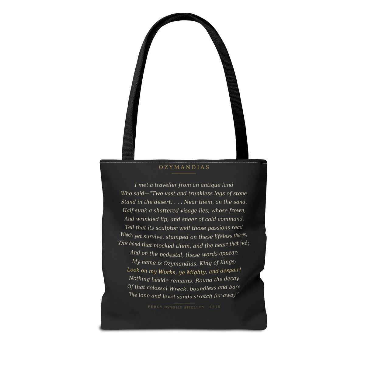 Ozymandias Tote Bag — Shelley Sonnet | Full Poem Dark Academia Literary Tote | Palimpsest