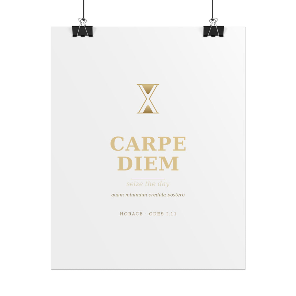 Carpe Diem Typography Rolled Poster | Gold Minimalist Wall Art