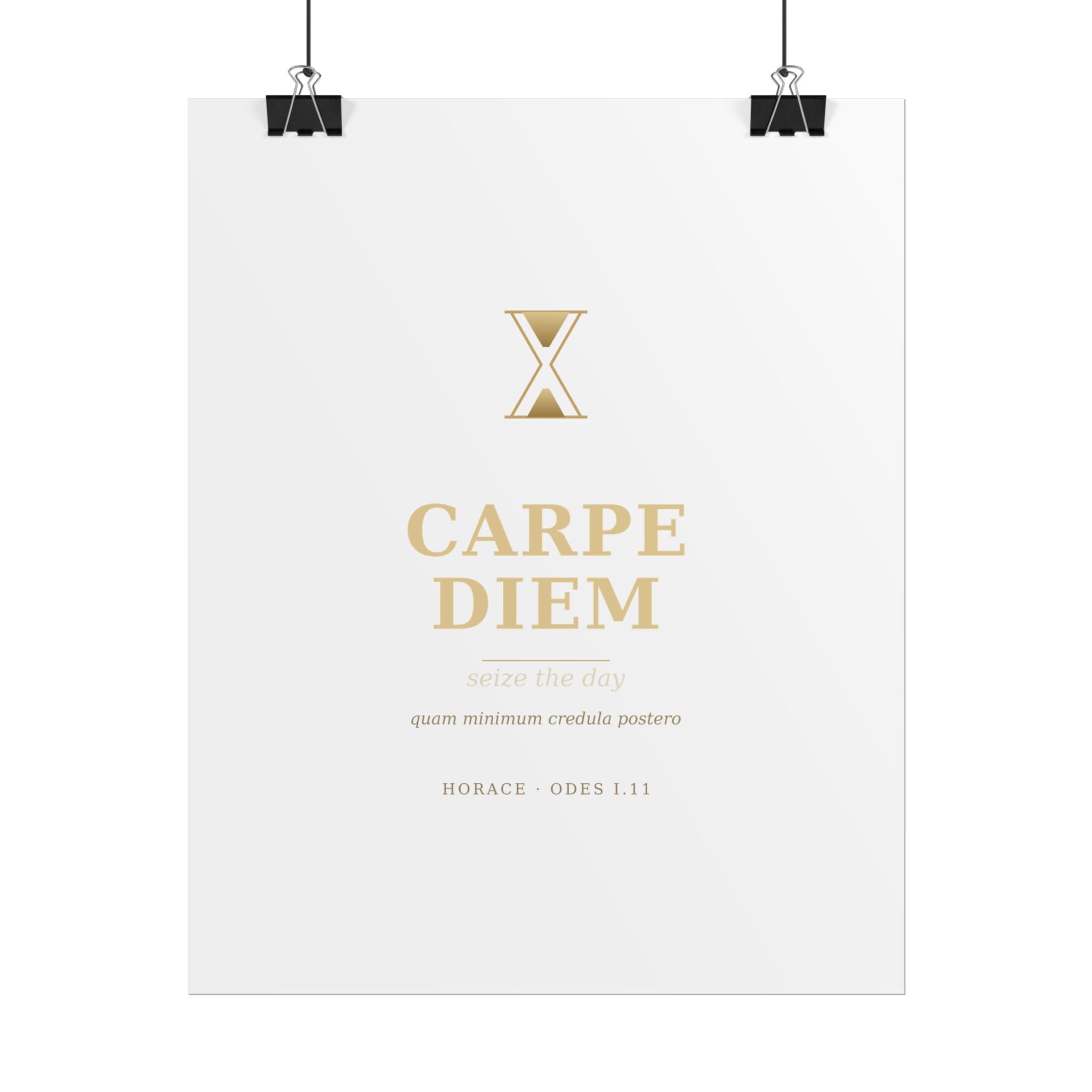 Carpe Diem Typography Rolled Poster | Gold Minimalist Wall Art