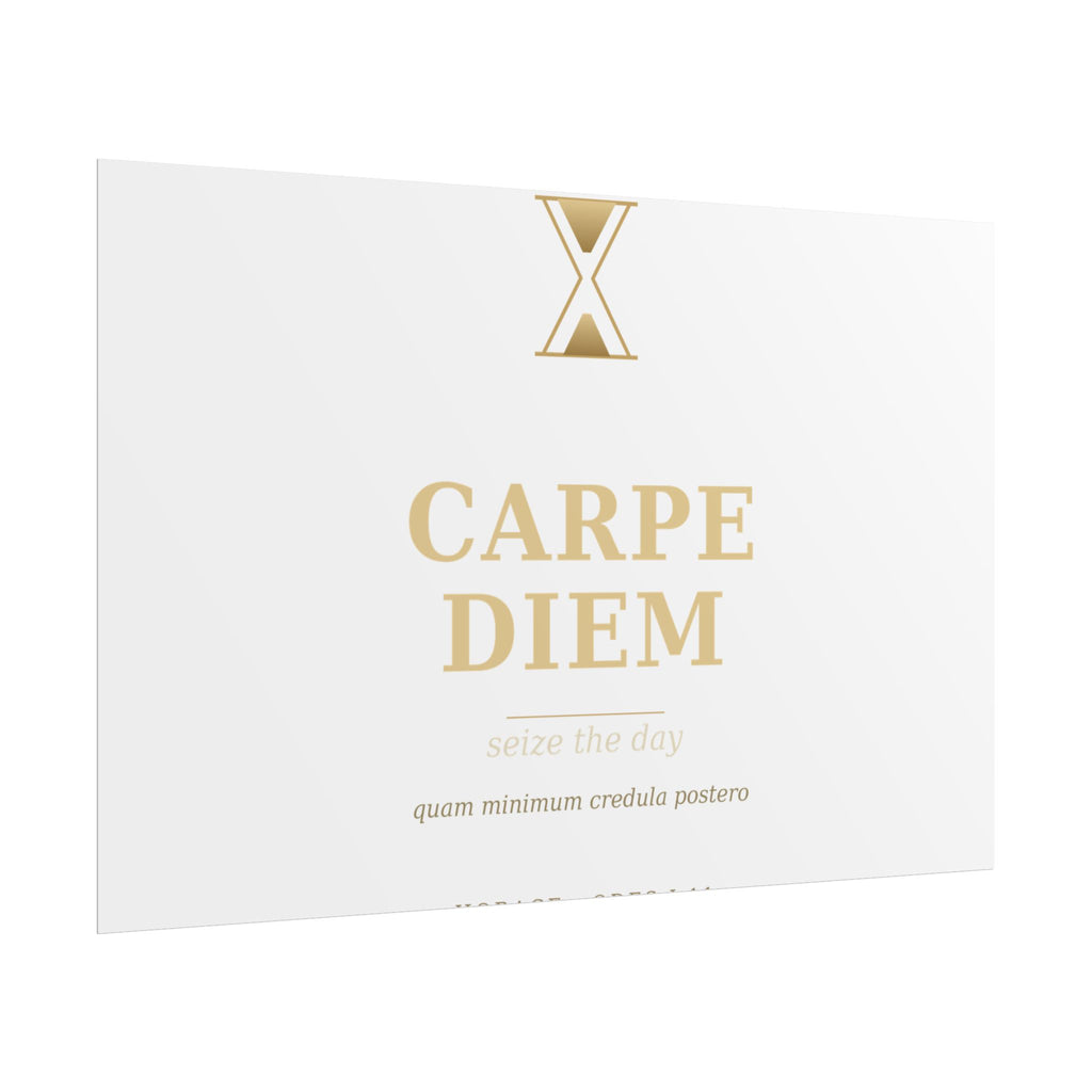 Carpe Diem Typography Rolled Poster | Gold Minimalist Wall Art
