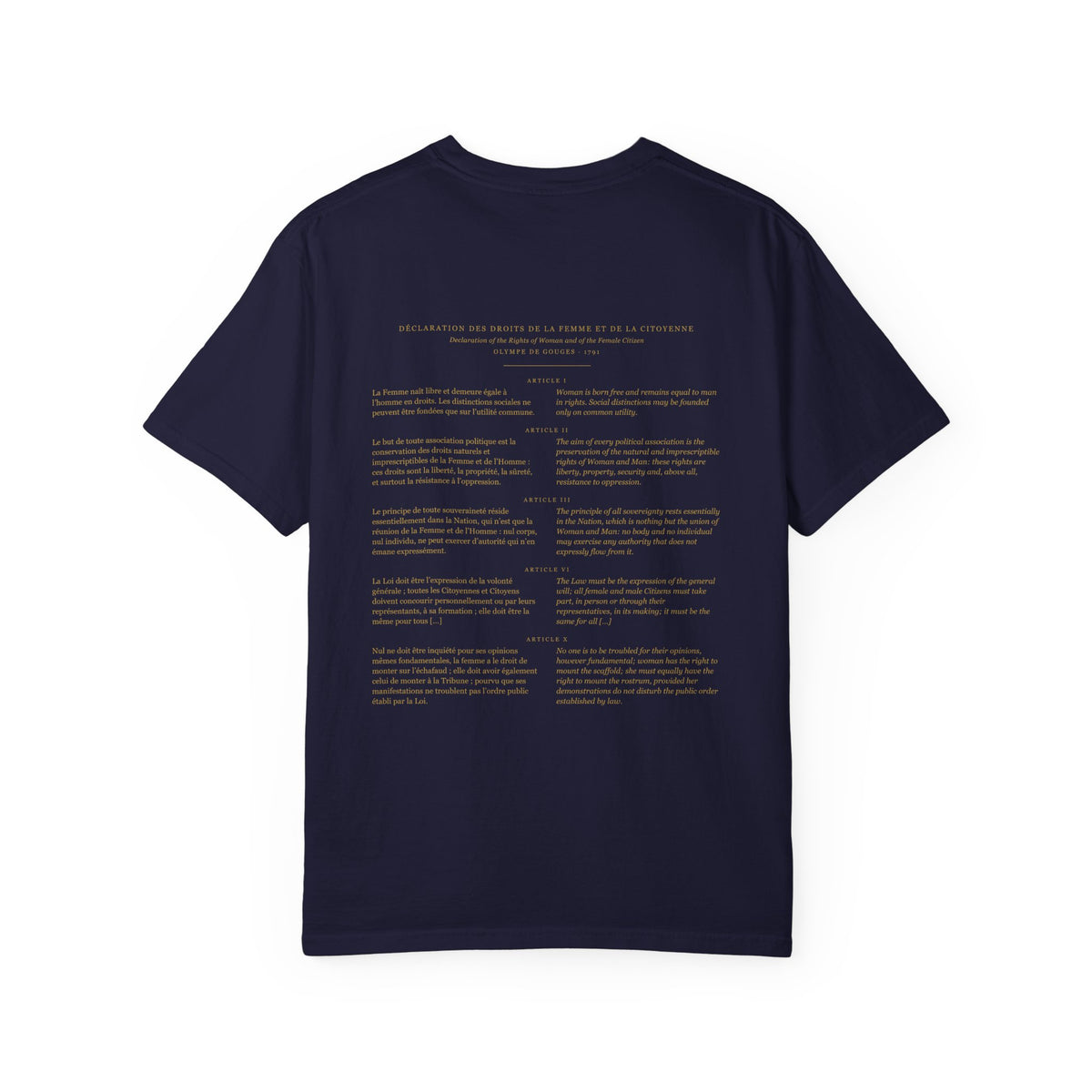 Olympe de Gouges "Rights of Woman / Droits de la Femme" Bilingual Feminist Tee