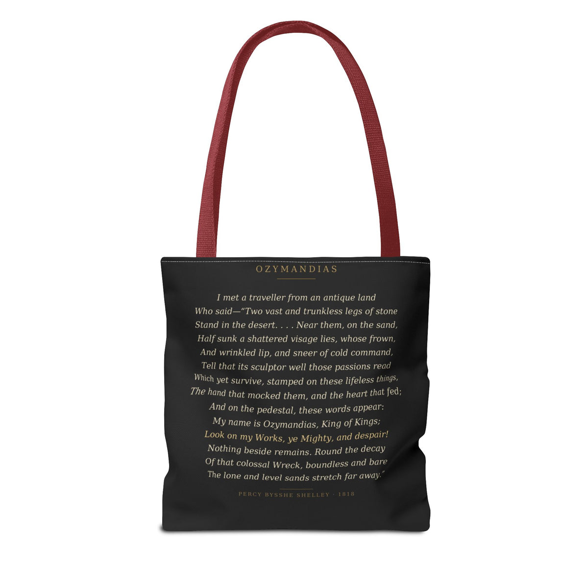 Ozymandias Tote Bag — Shelley Sonnet | Full Poem Dark Academia Literary Tote | Palimpsest
