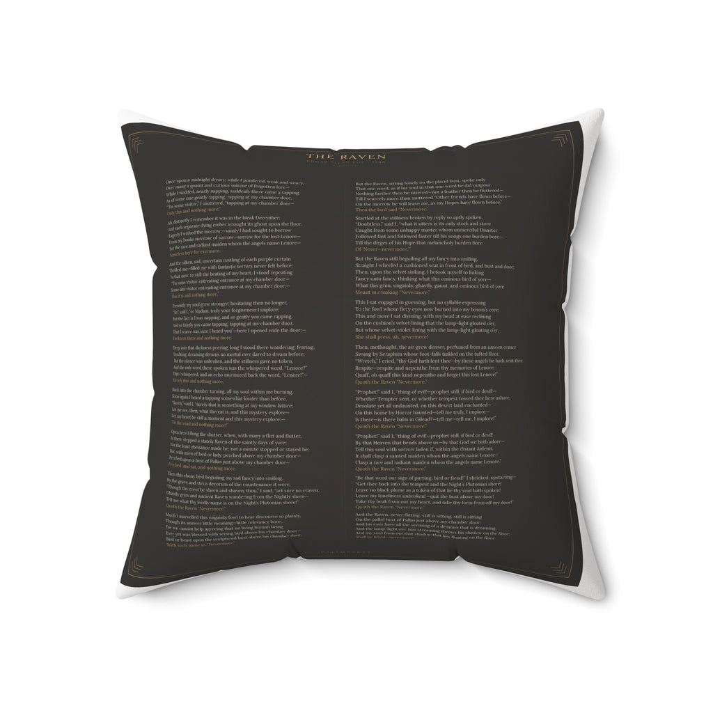 The Raven Edgar Allan Poe Literary Accent Pillow, Gothic Bookish Throw Pillow