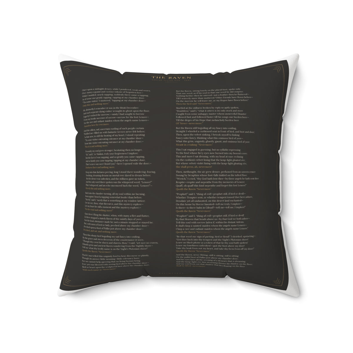 The Raven Edgar Allan Poe Literary Accent Pillow, Gothic Bookish Throw Pillow