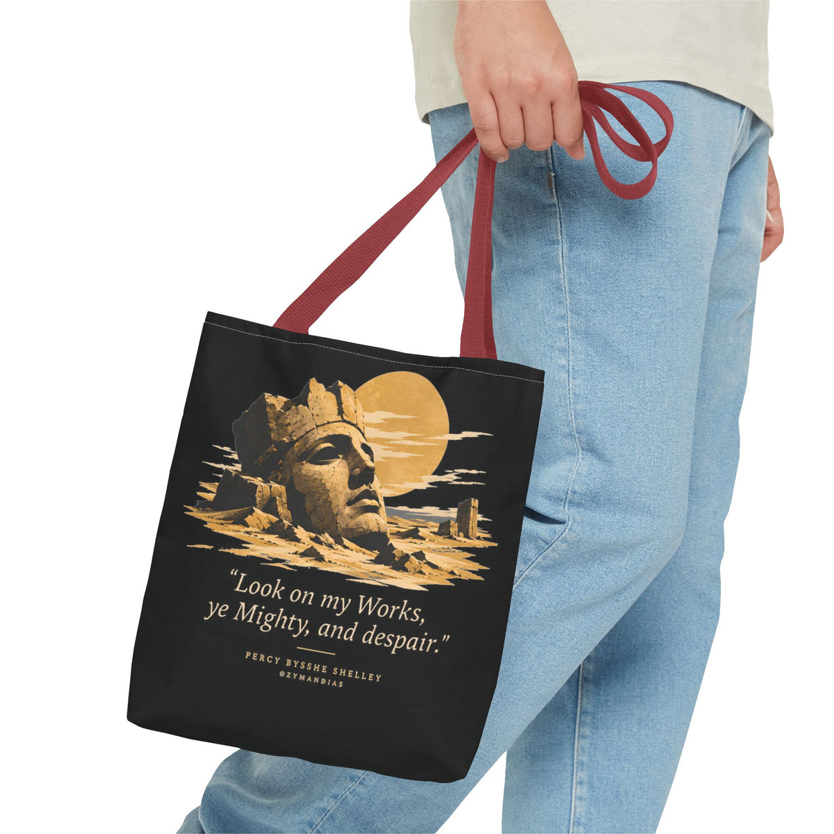 Ozymandias Tote Bag — Shelley Sonnet | Full Poem Dark Academia Literary Tote | Palimpsest