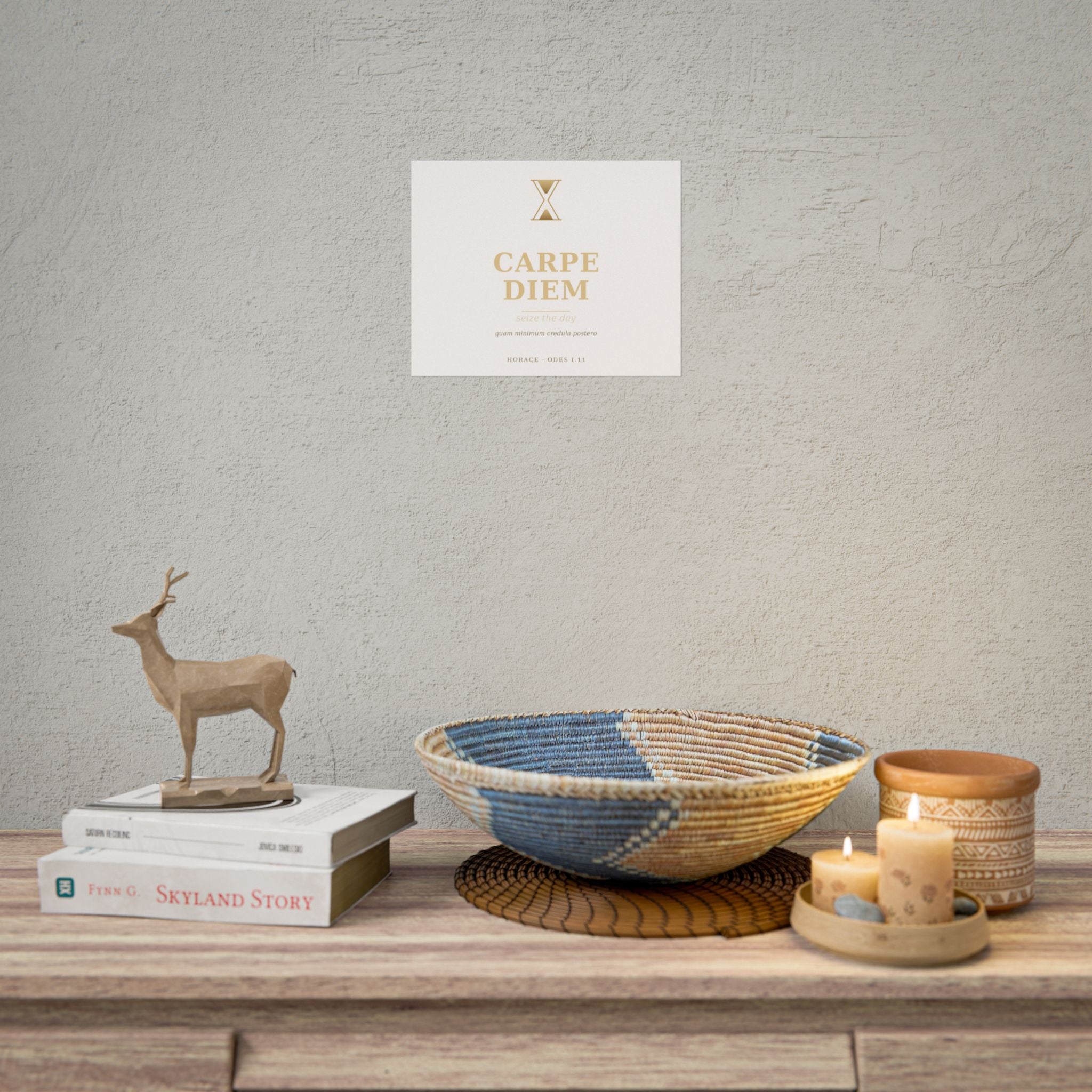 Carpe Diem Typography Rolled Poster | Gold Minimalist Wall Art