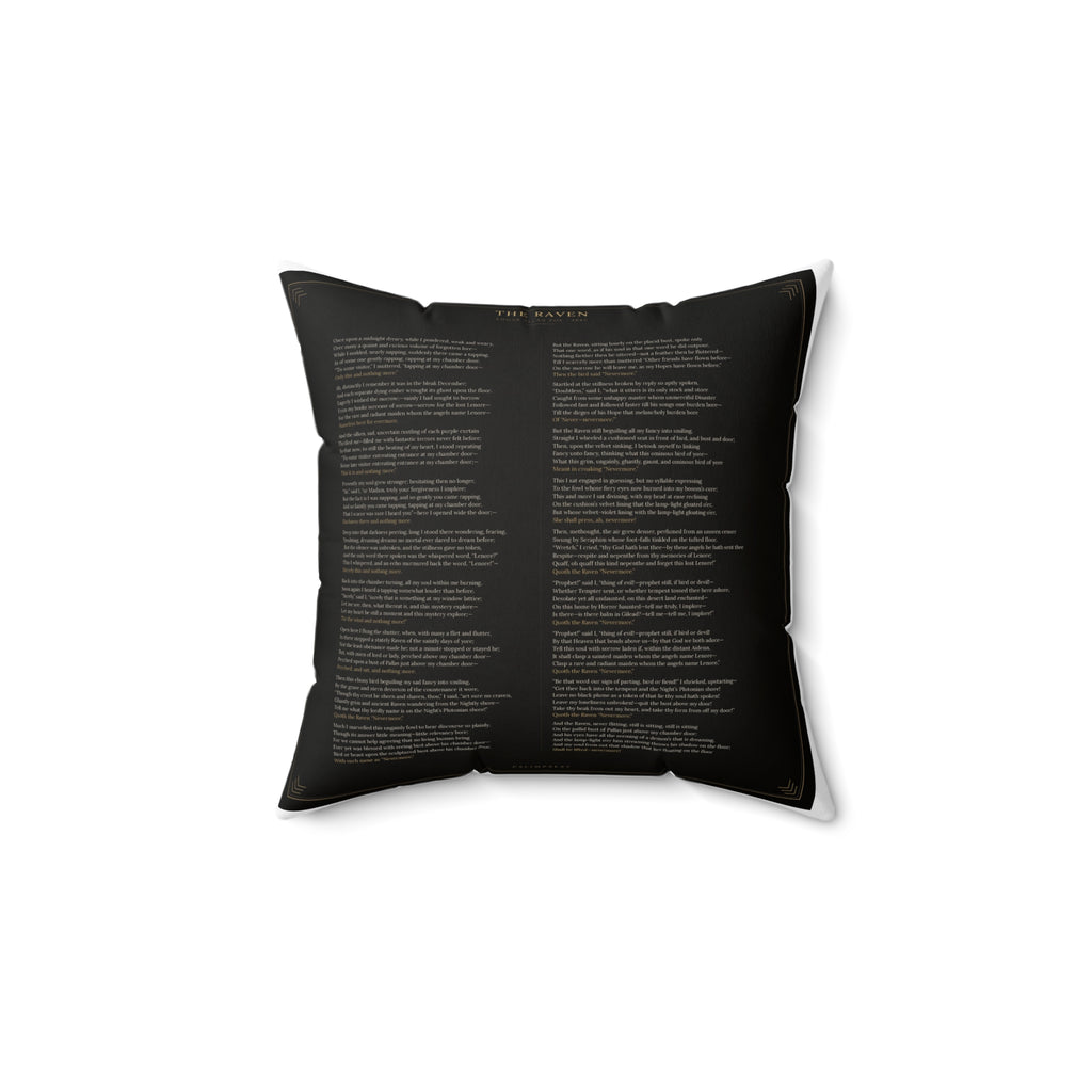 The Raven Edgar Allan Poe Literary Accent Pillow, Gothic Bookish Throw Pillow
