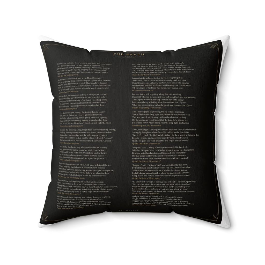 The Raven Edgar Allan Poe Literary Accent Pillow, Gothic Bookish Throw Pillow
