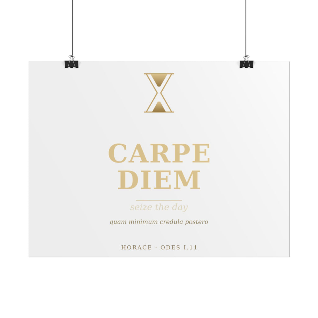 Carpe Diem Typography Rolled Poster | Gold Minimalist Wall Art