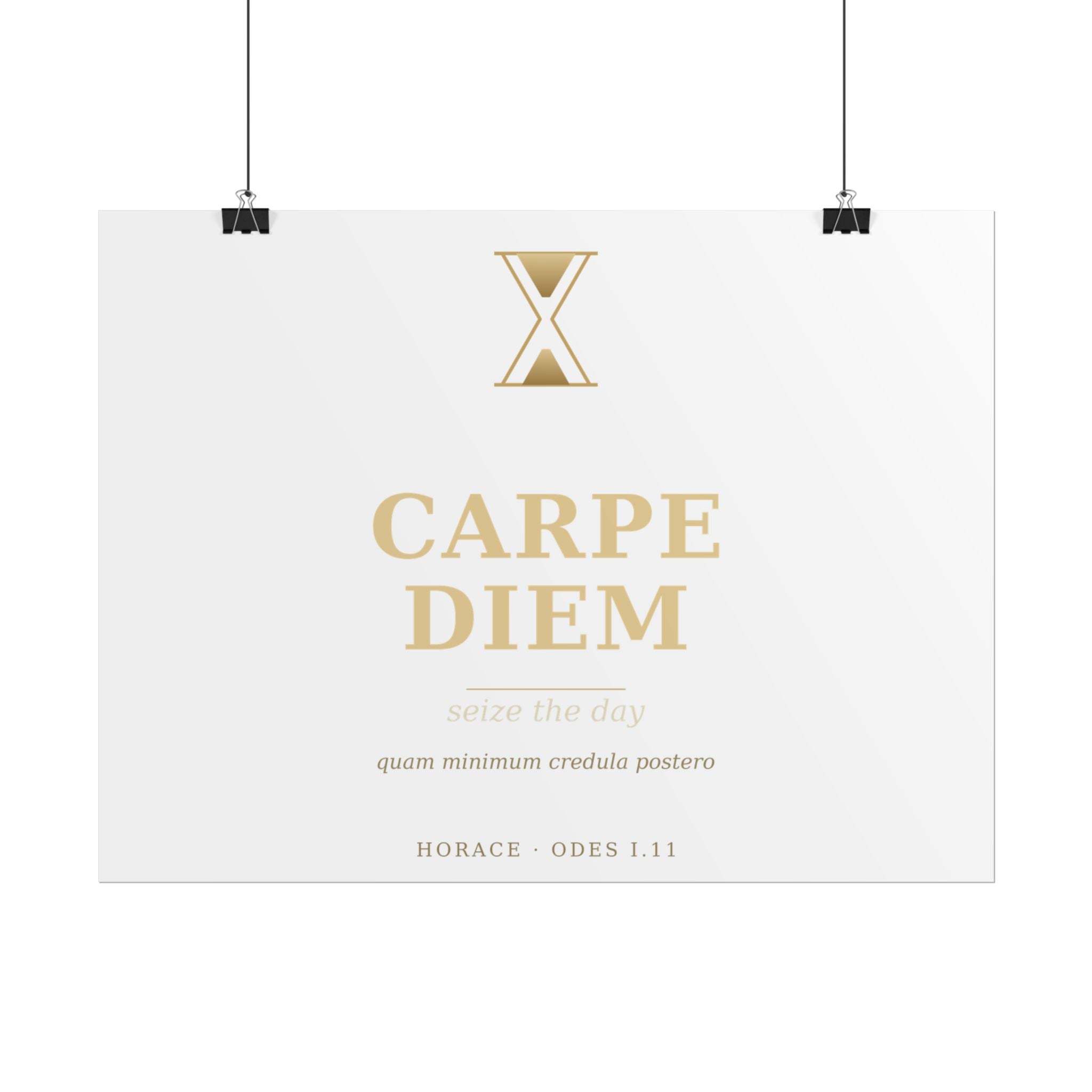 Carpe Diem Typography Rolled Poster | Gold Minimalist Wall Art