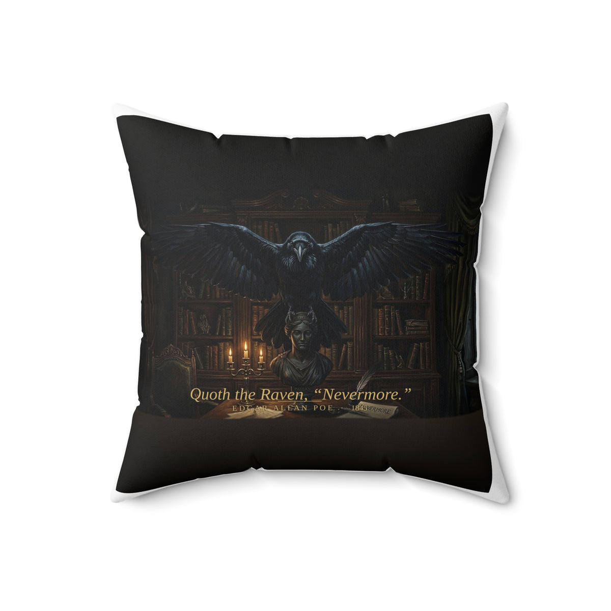 The Raven Edgar Allan Poe Literary Accent Pillow, Gothic Bookish Throw Pillow