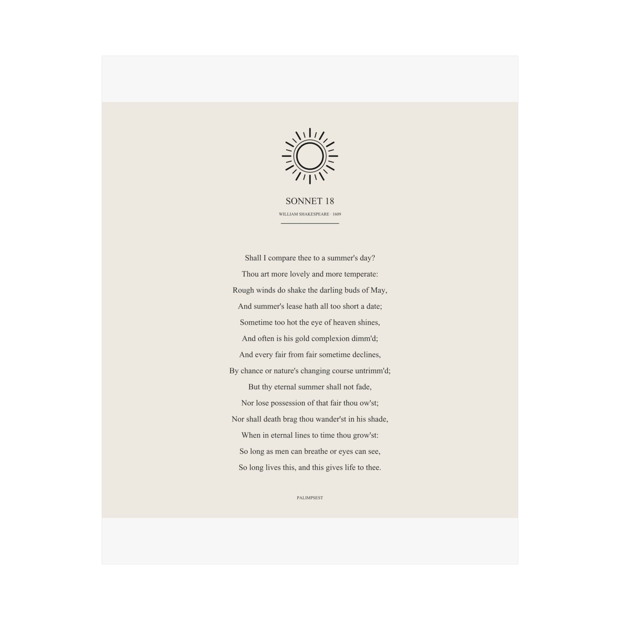 Shakespeare Sonnet 18 Poster — Shall I Compare Thee | Palimpsest