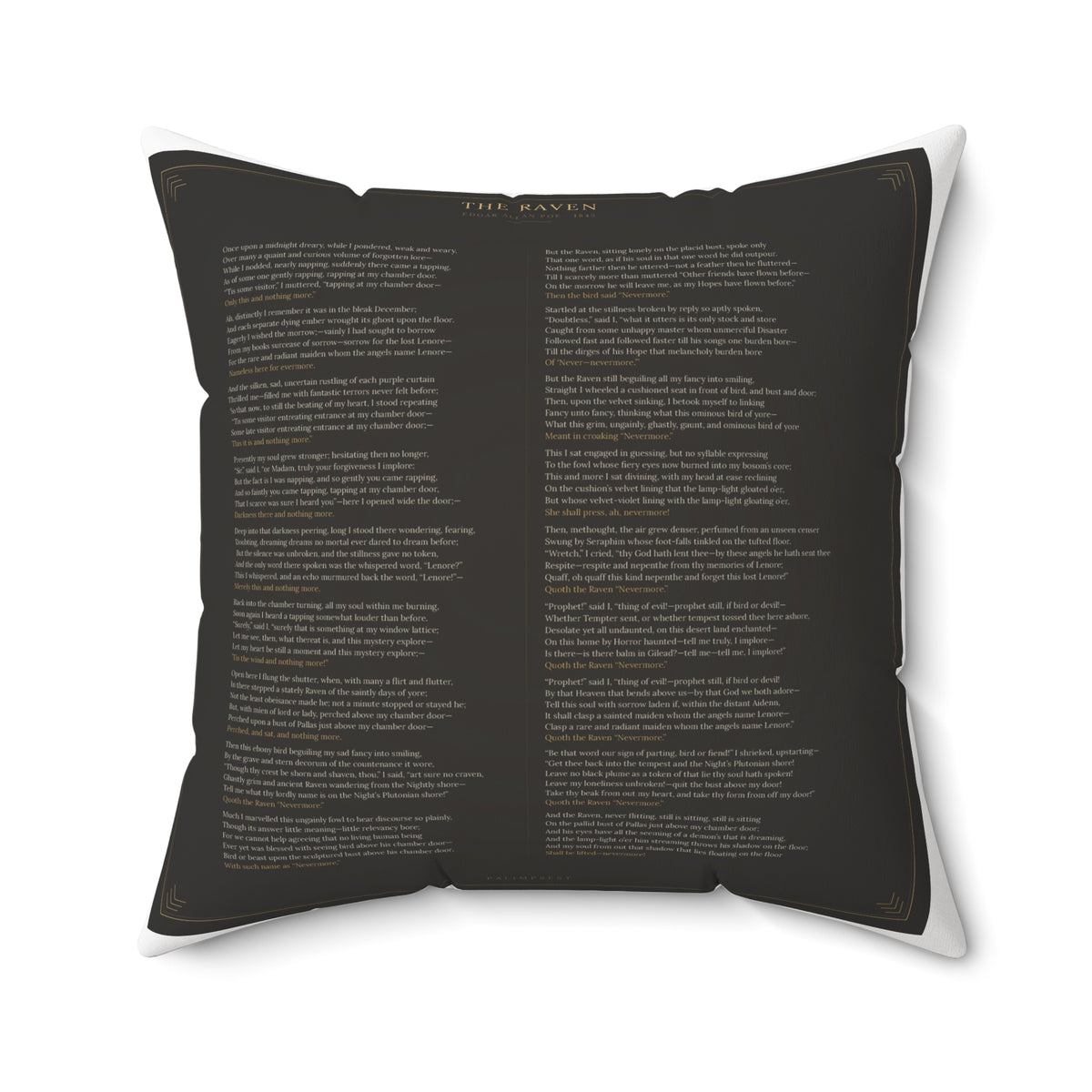 The Raven Edgar Allan Poe Literary Accent Pillow, Gothic Bookish Throw Pillow