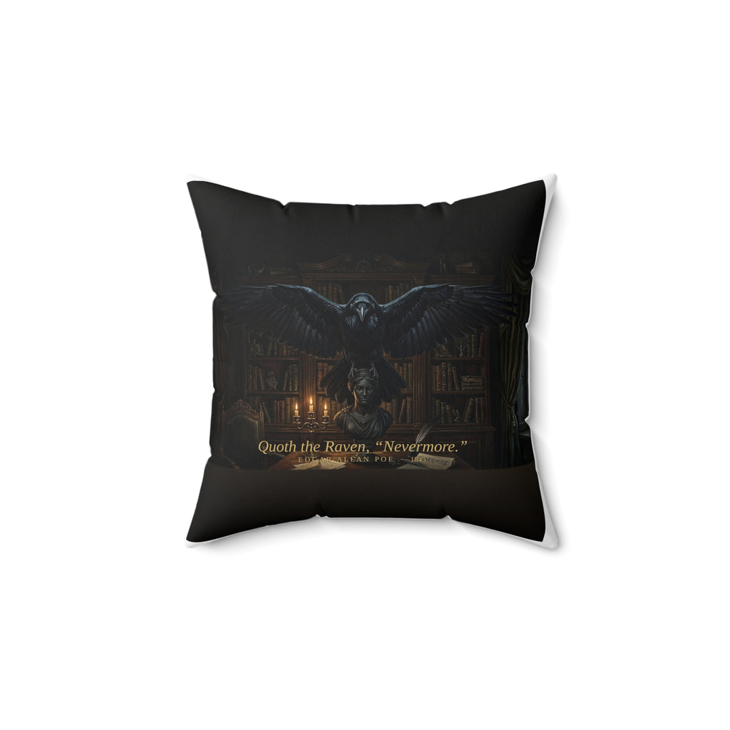 The Raven Edgar Allan Poe Literary Accent Pillow, Gothic Bookish Throw Pillow