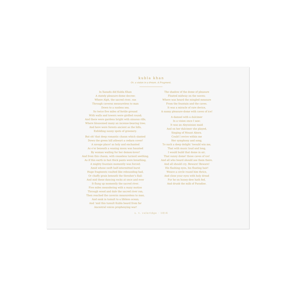 Kubla Khan poster by Palimpsest — Coleridge's poem as a fine-art wall print