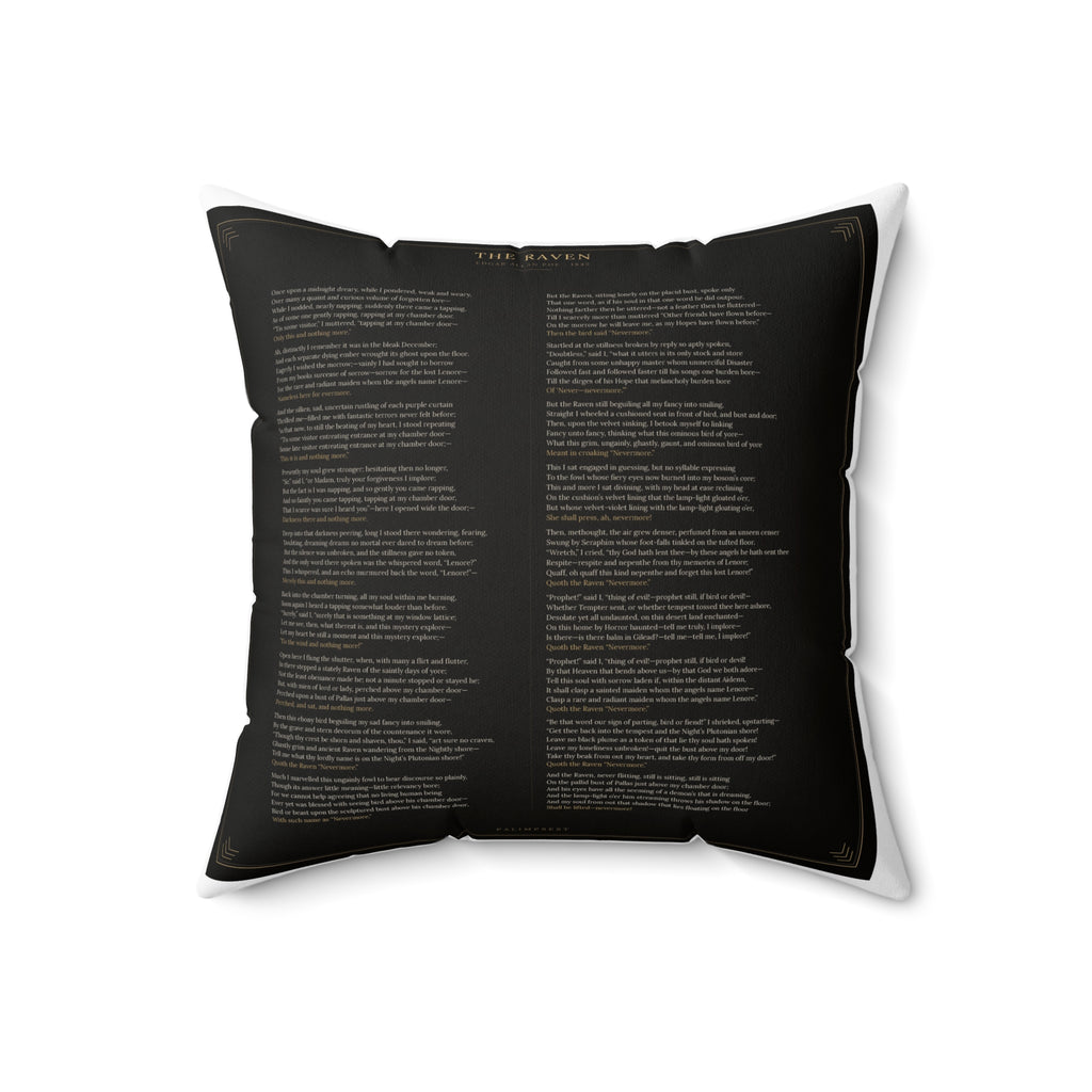 The Raven Edgar Allan Poe Literary Accent Pillow, Gothic Bookish Throw Pillow