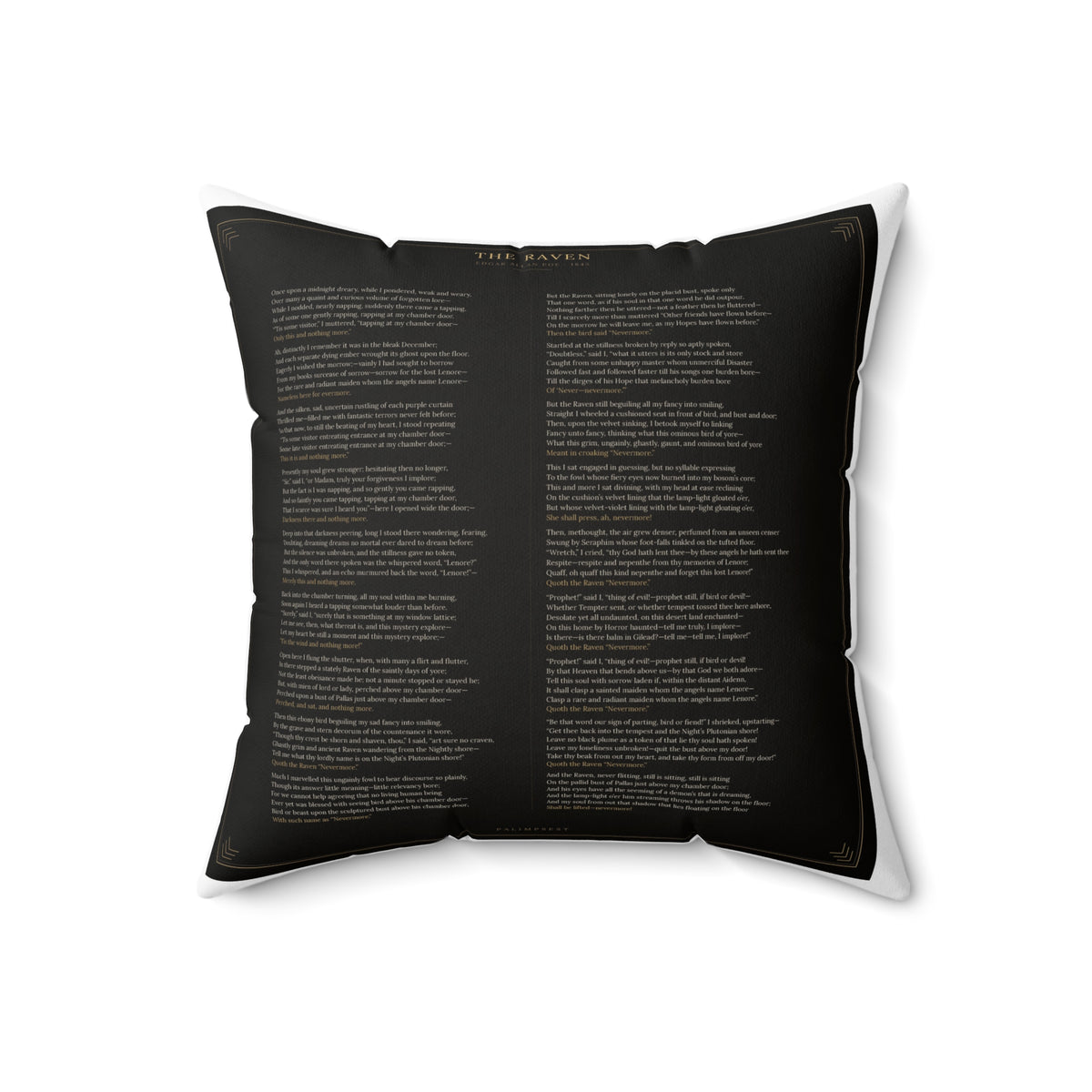 The Raven Edgar Allan Poe Literary Accent Pillow, Gothic Bookish Throw Pillow