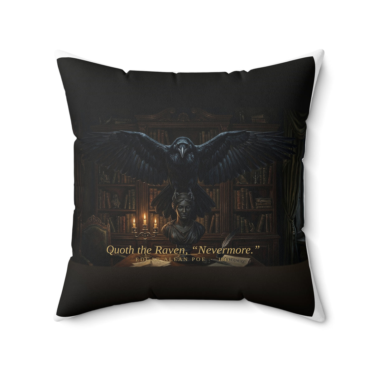 The Raven Edgar Allan Poe Literary Accent Pillow, Gothic Bookish Throw Pillow