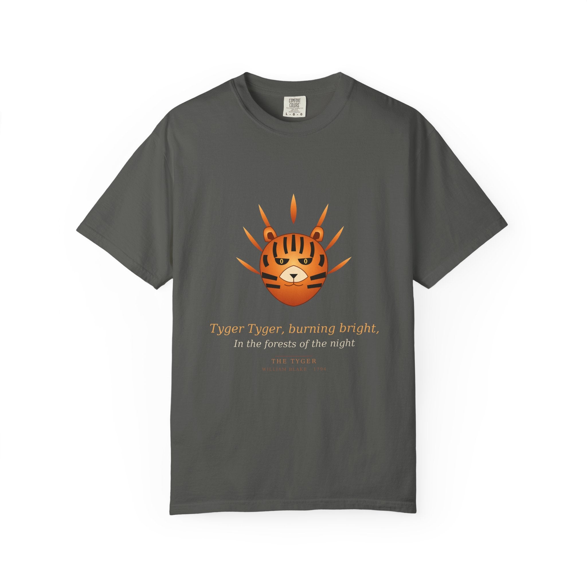The Tyger poetry tee — alternate view, dark academia literary gift
