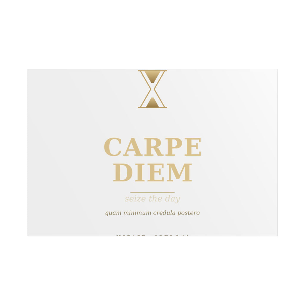 Carpe Diem Typography Rolled Poster | Gold Minimalist Wall Art