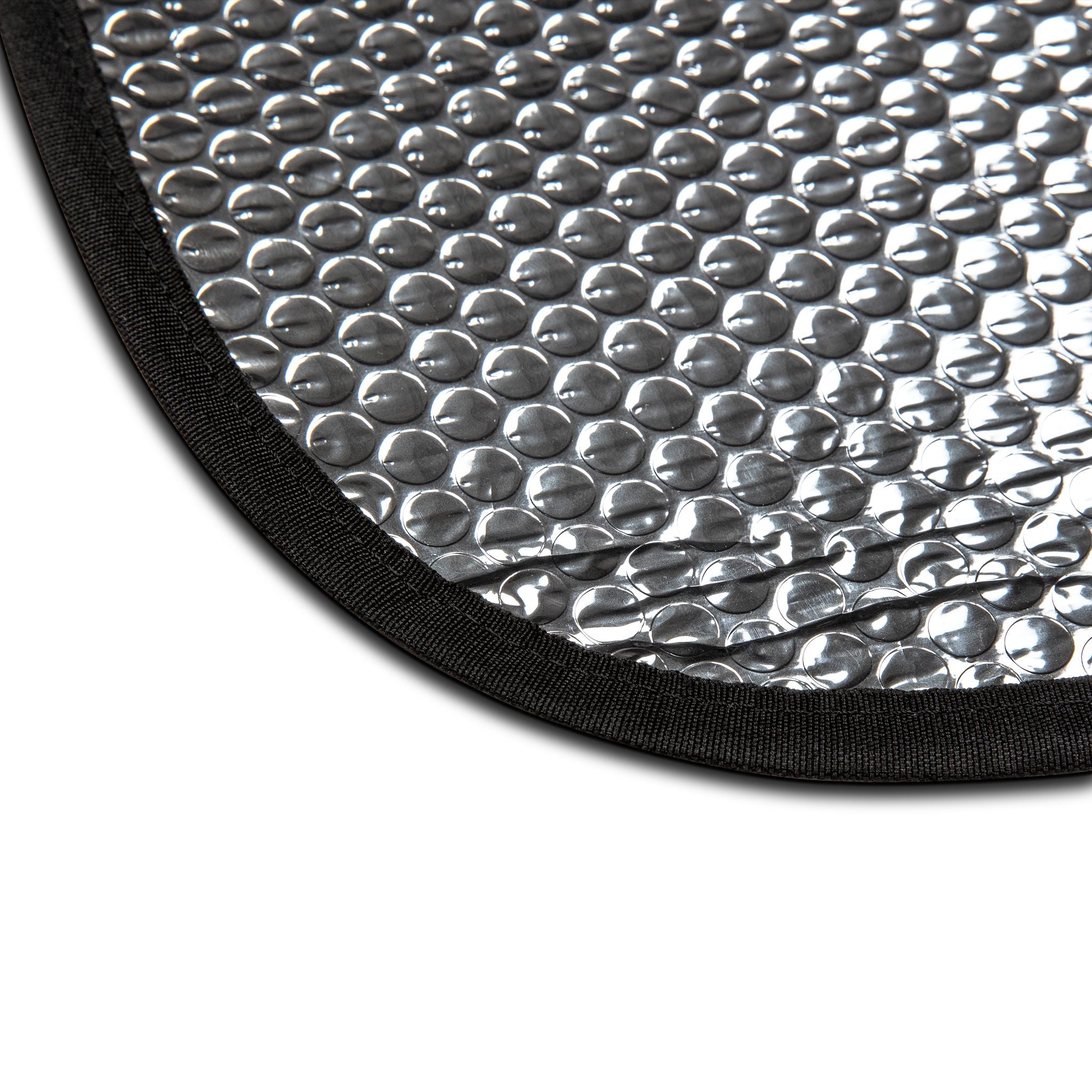 Ozymandias sunshade detail — shattered colossus print, blocks heat and UV