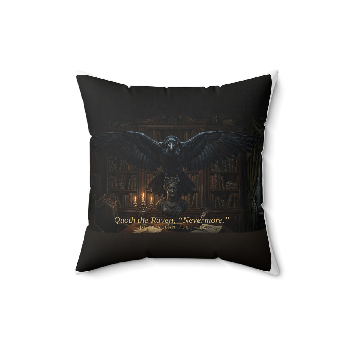 The Raven Edgar Allan Poe Literary Accent Pillow, Gothic Bookish Throw Pillow