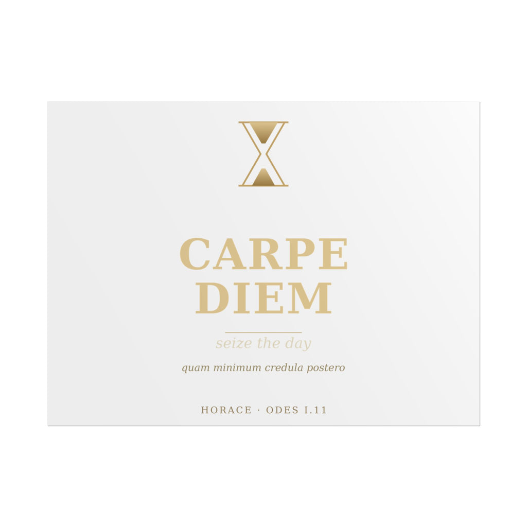 Carpe Diem Typography Rolled Poster | Gold Minimalist Wall Art