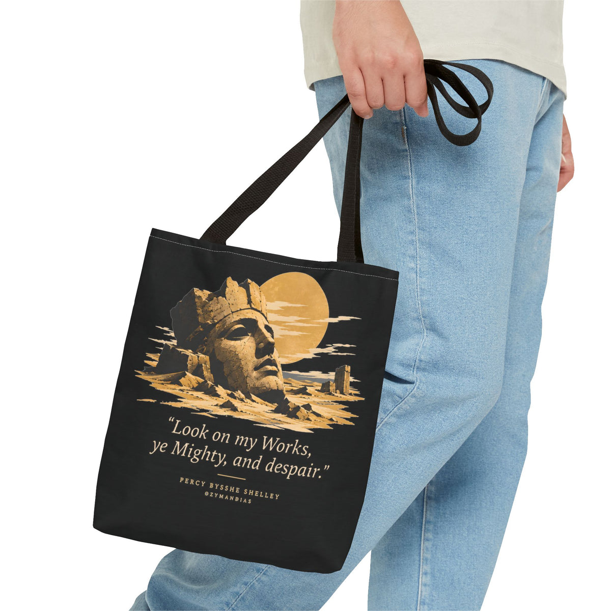 Ozymandias Tote Bag — Shelley Sonnet | Full Poem Dark Academia Literary Tote | Palimpsest