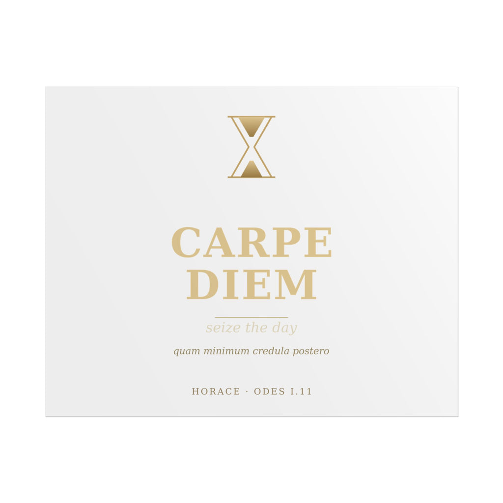Carpe Diem Typography Rolled Poster | Gold Minimalist Wall Art