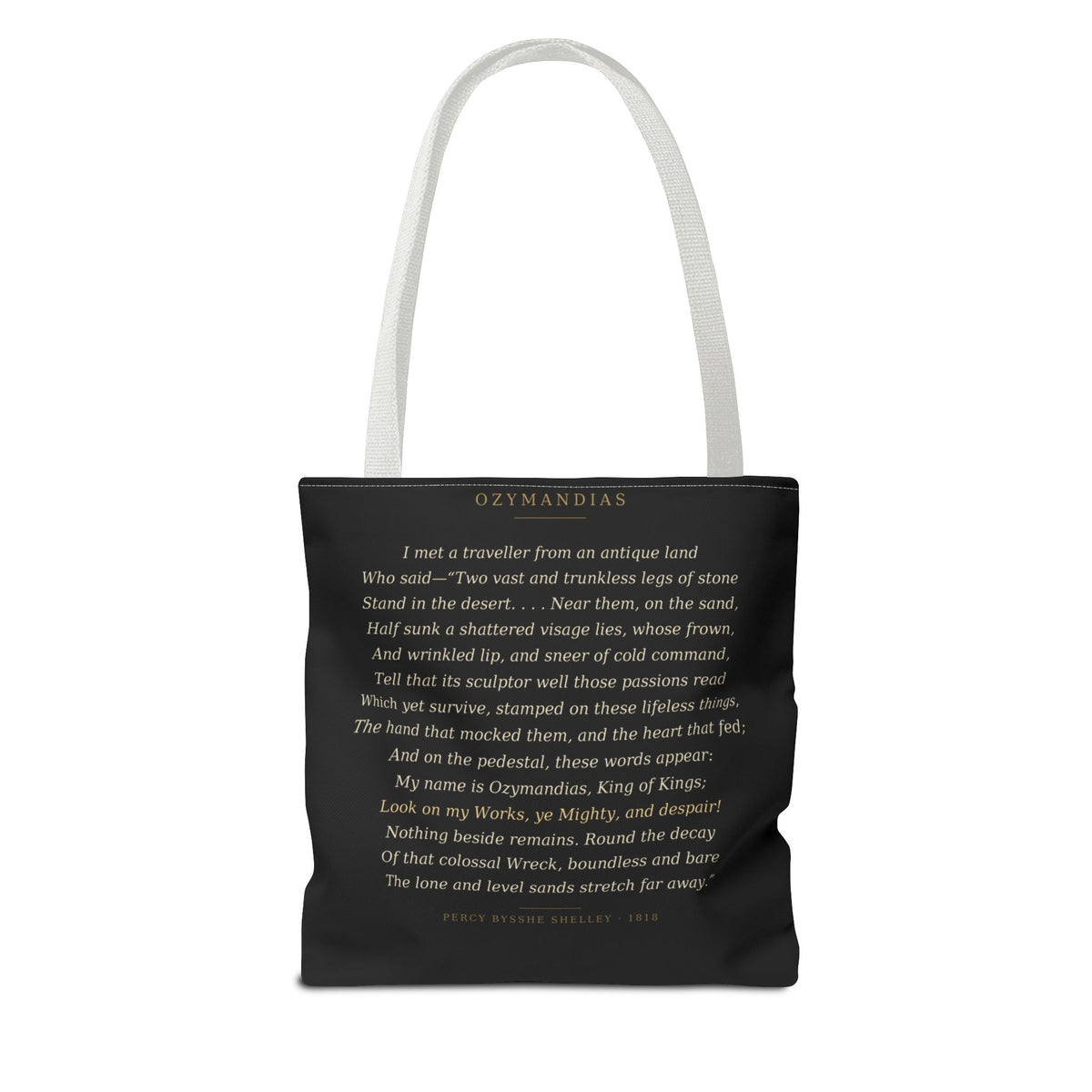 Ozymandias Tote Bag — Shelley Sonnet | Full Poem Dark Academia Literary Tote | Palimpsest