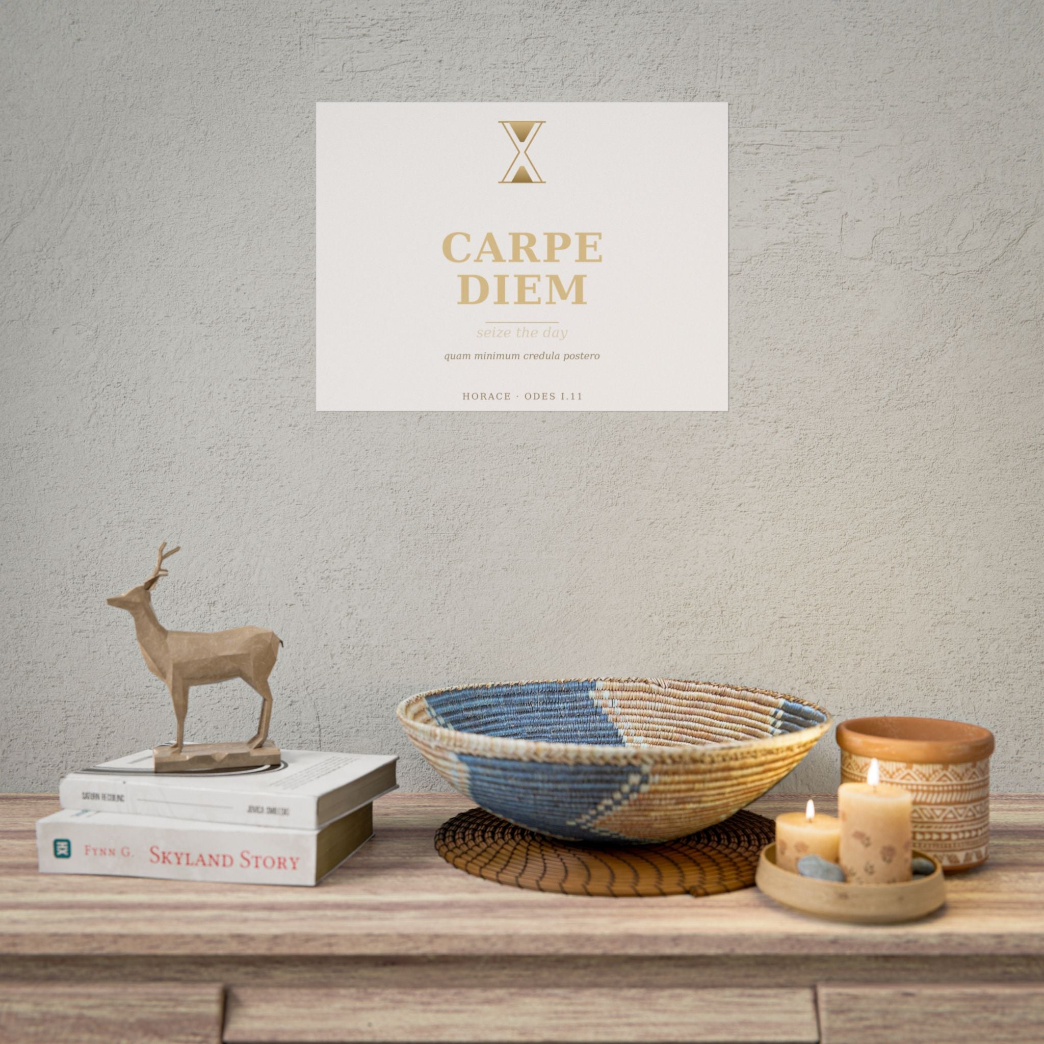Carpe Diem Typography Rolled Poster | Gold Minimalist Wall Art
