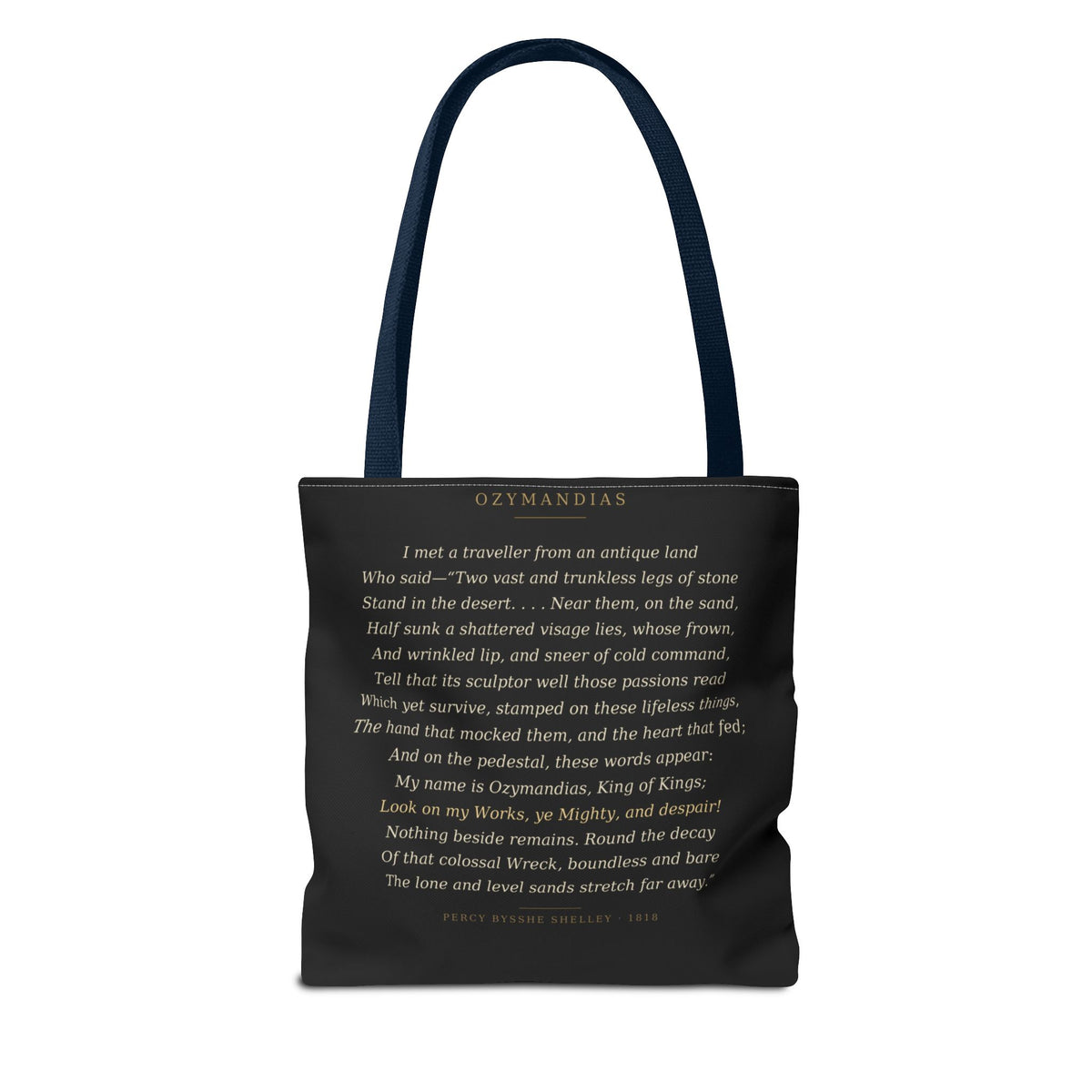 Ozymandias Tote Bag — Shelley Sonnet | Full Poem Dark Academia Literary Tote | Palimpsest